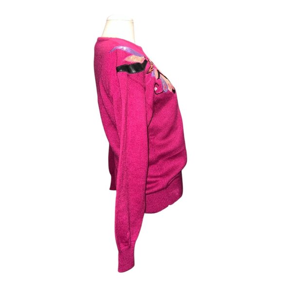 Vintage 80's Sweater by Regency Collection for Joyce Sz Large Womens Purple Embe - Picture 12 of 15
